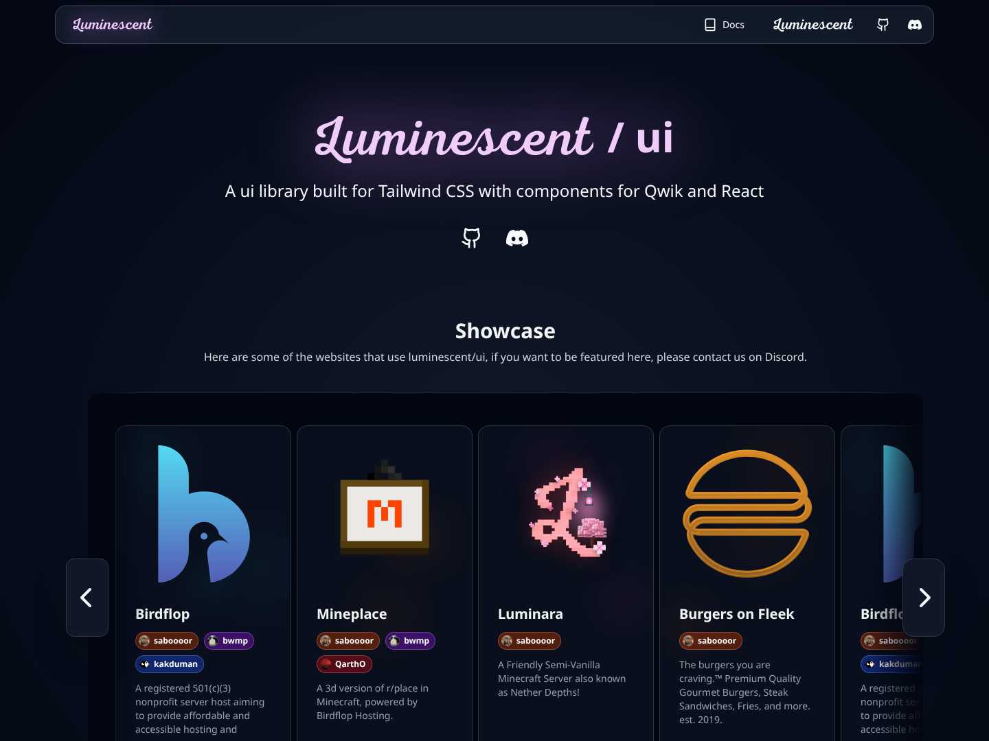 Luminescent / ui screenshot
